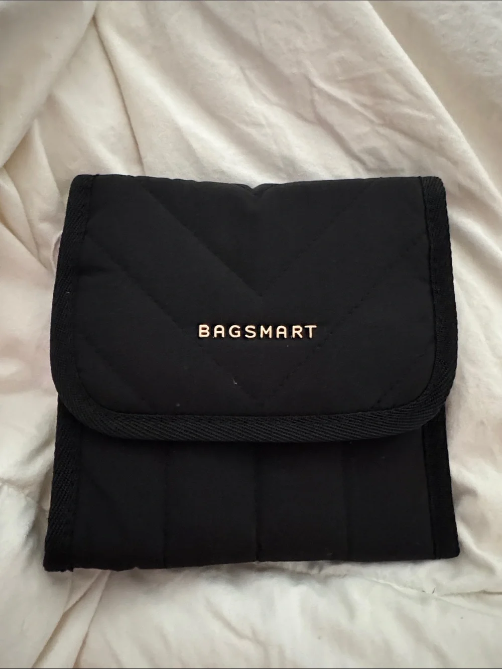 BAGSMART Black Quilted Travel Cosmetic Pouch
